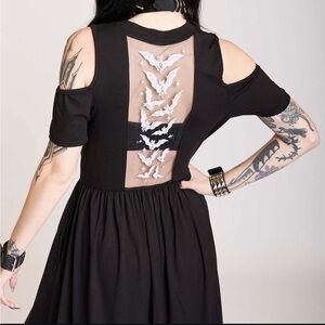 Midnight Hour Cold Shoulder Bat Mini Dress